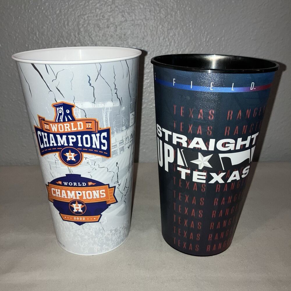 MLB Cup Houston Astros 2017 / 2022 Champions + Texas Rangers 32 oz Stadium Lot